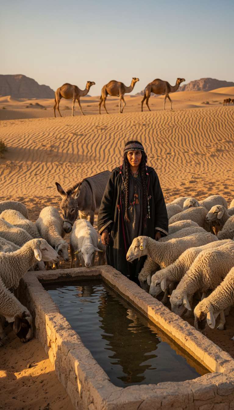Portrait of a Christian Bedouin from Yamin, showcasing traditional attire and a serene expression, reflecting their unique cultural heritage.