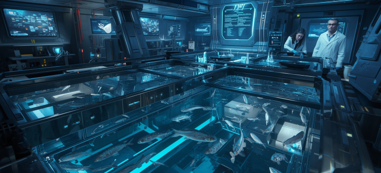 Laboratory experiment training fish