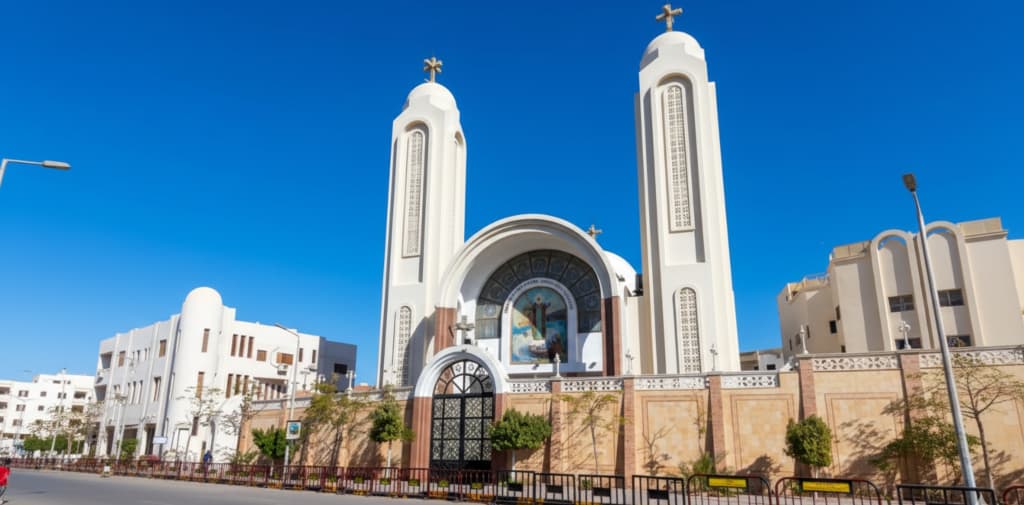 Church surrounded by big yellow wall