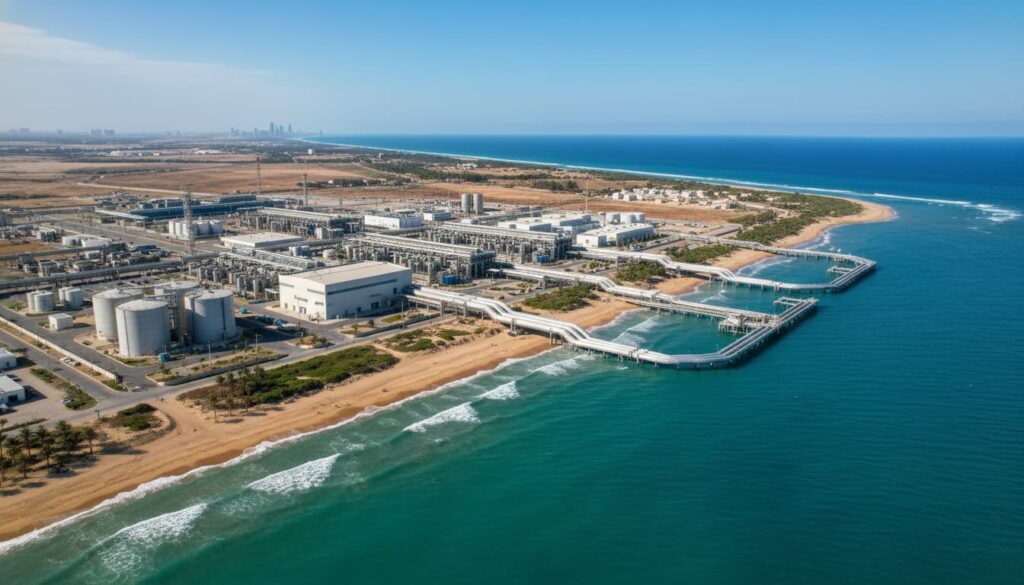 Factory on the shore of the sea