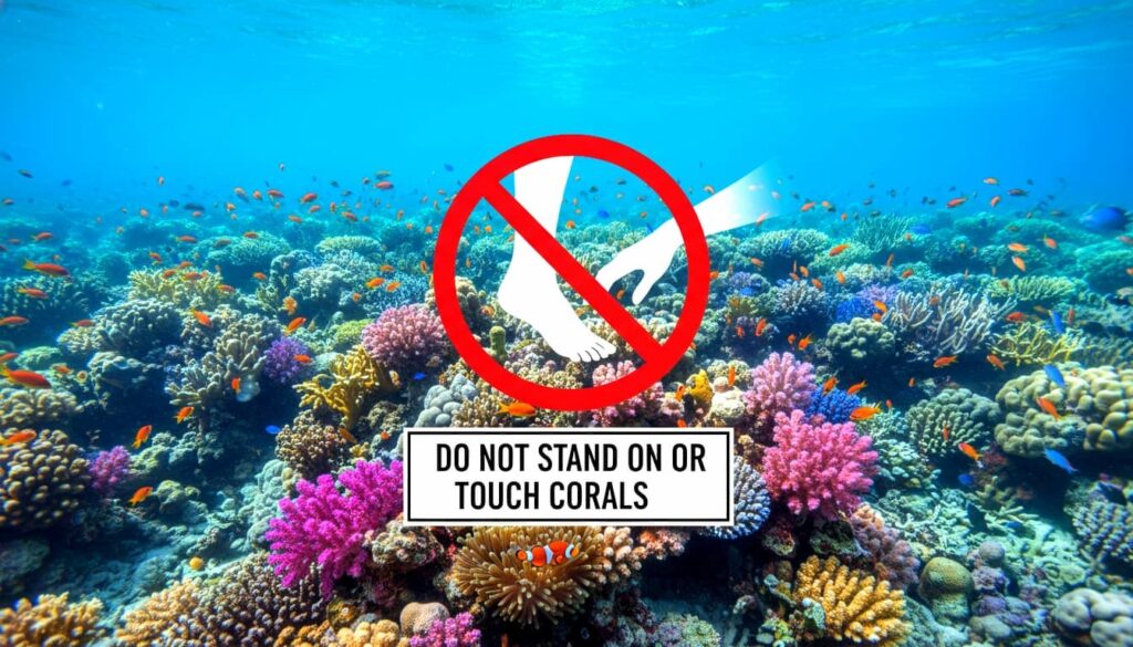 instruction about acting near coral reefs