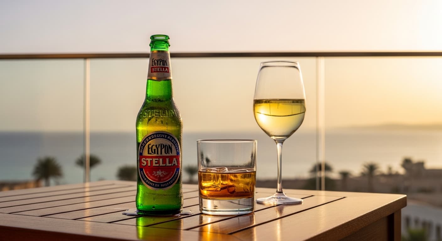 bottle of bear and two glasses with drinks on the table