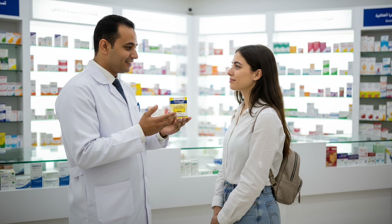 a doctor selling medicine to a customer 